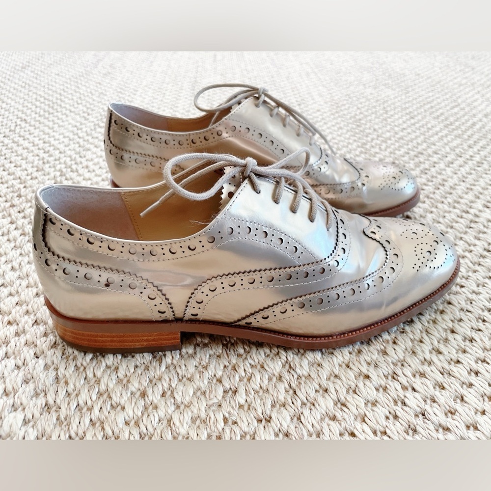 Botkier Women's Callista Metallic Wingtip Oxford Loafers Bloomingdales gold 7.5 - Picture 5 of 8